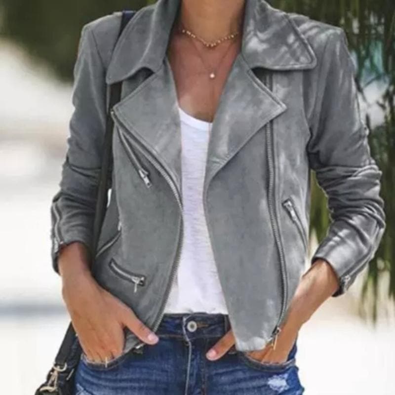 Emelie - Kurtka Damska Warschau Fashion Leather jacket Warschau Fashion Szary Xs