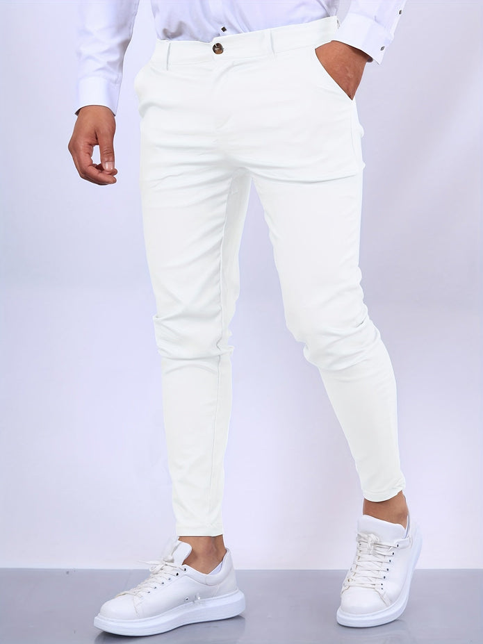 Arne | Męskie Spodnie Eleganciak Slim Fit Chinos Men Warschau Fashion Biały Xs