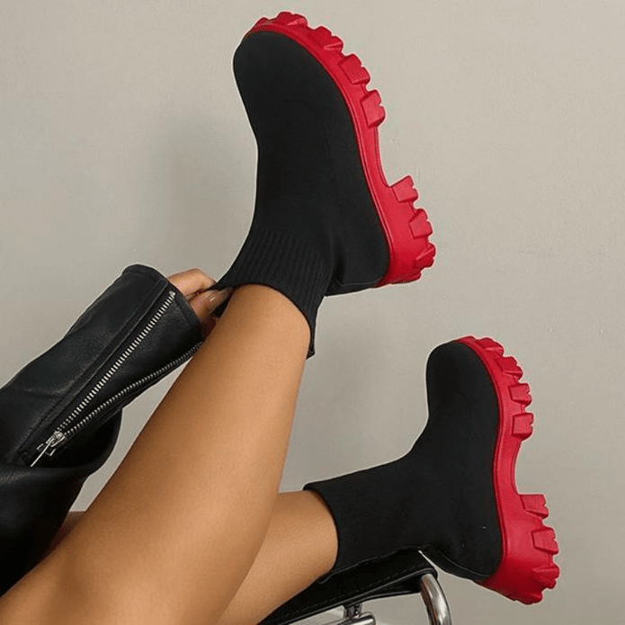 LOWEN | Stylowe i Komfortowe Damskie Buty Rozciągliwe z Grubą Podeszwą FashionStep Warschau Fashion Czerwony 36