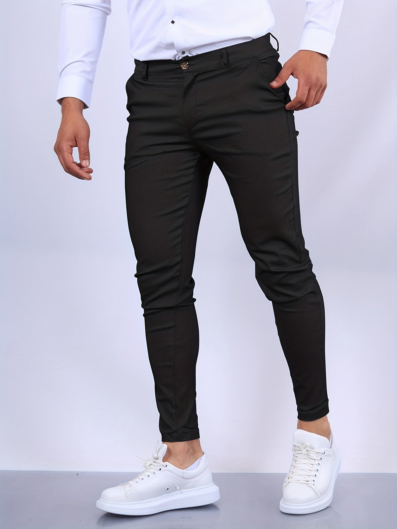 Arne | Męskie Spodnie Eleganciak Slim Fit Chinos Men Warschau Fashion Czarny kwiat Xs