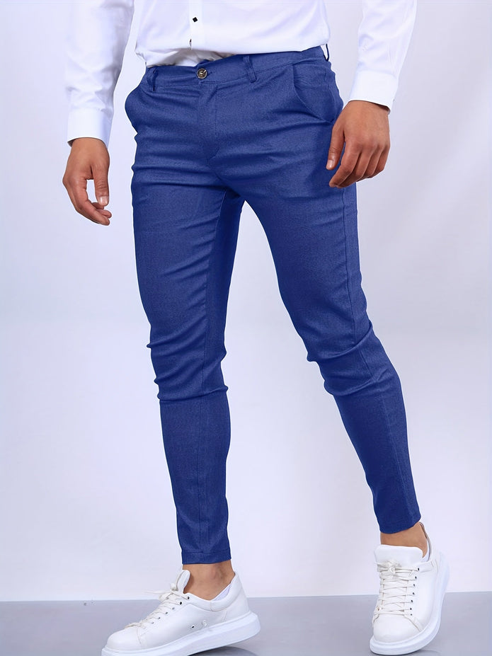 Arne | Męskie Spodnie Eleganciak Slim Fit Chinos Men Warschau Fashion Niebieski Xs