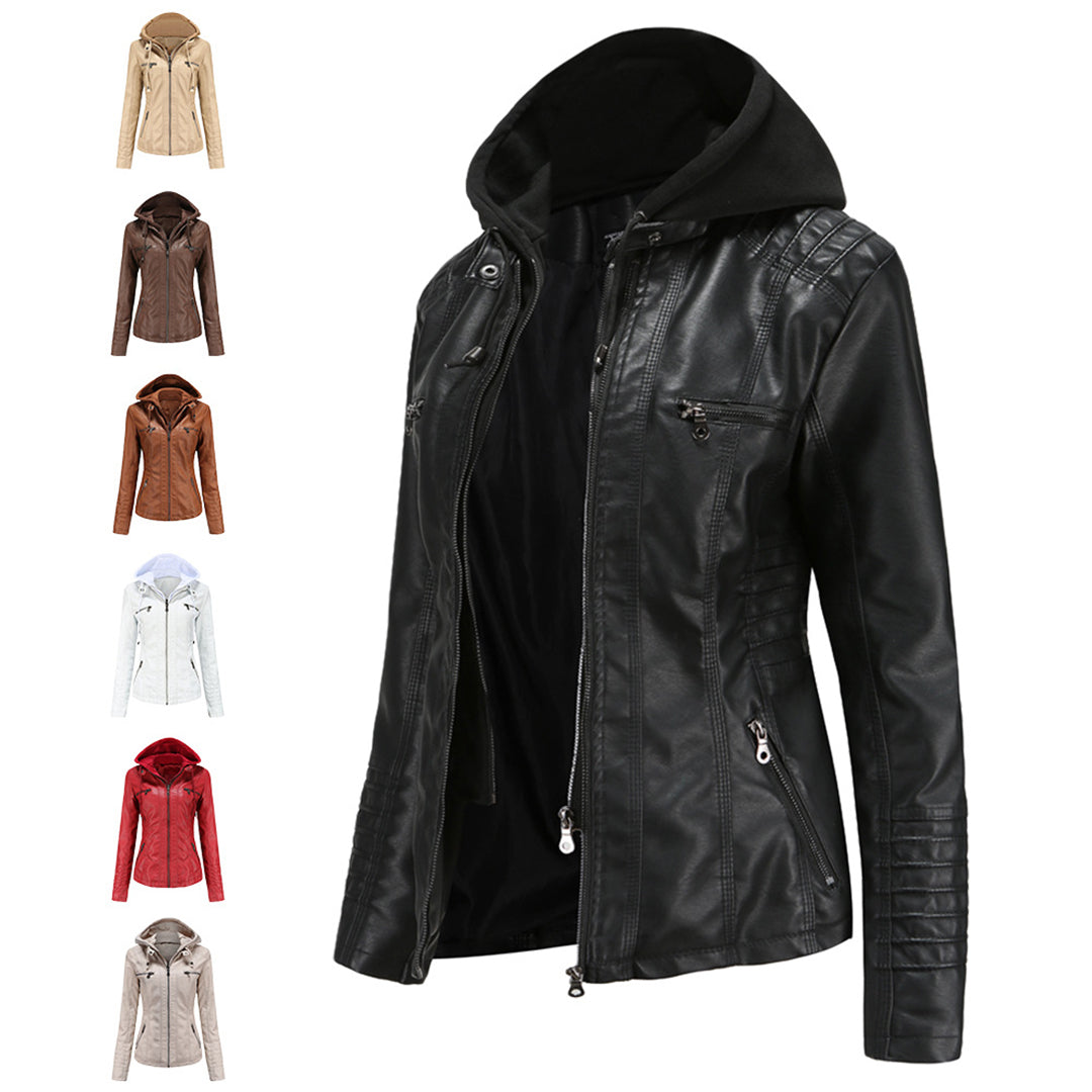 BARBARA - Elegancka skórzana kurtka na wiosnę Women Jacket Hoodie Fall Warschau Fashion