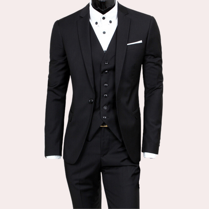 Beaumont - Trzyczęściowy Garnitur Męski Men Summer Set Warschau Fashion Czarny S