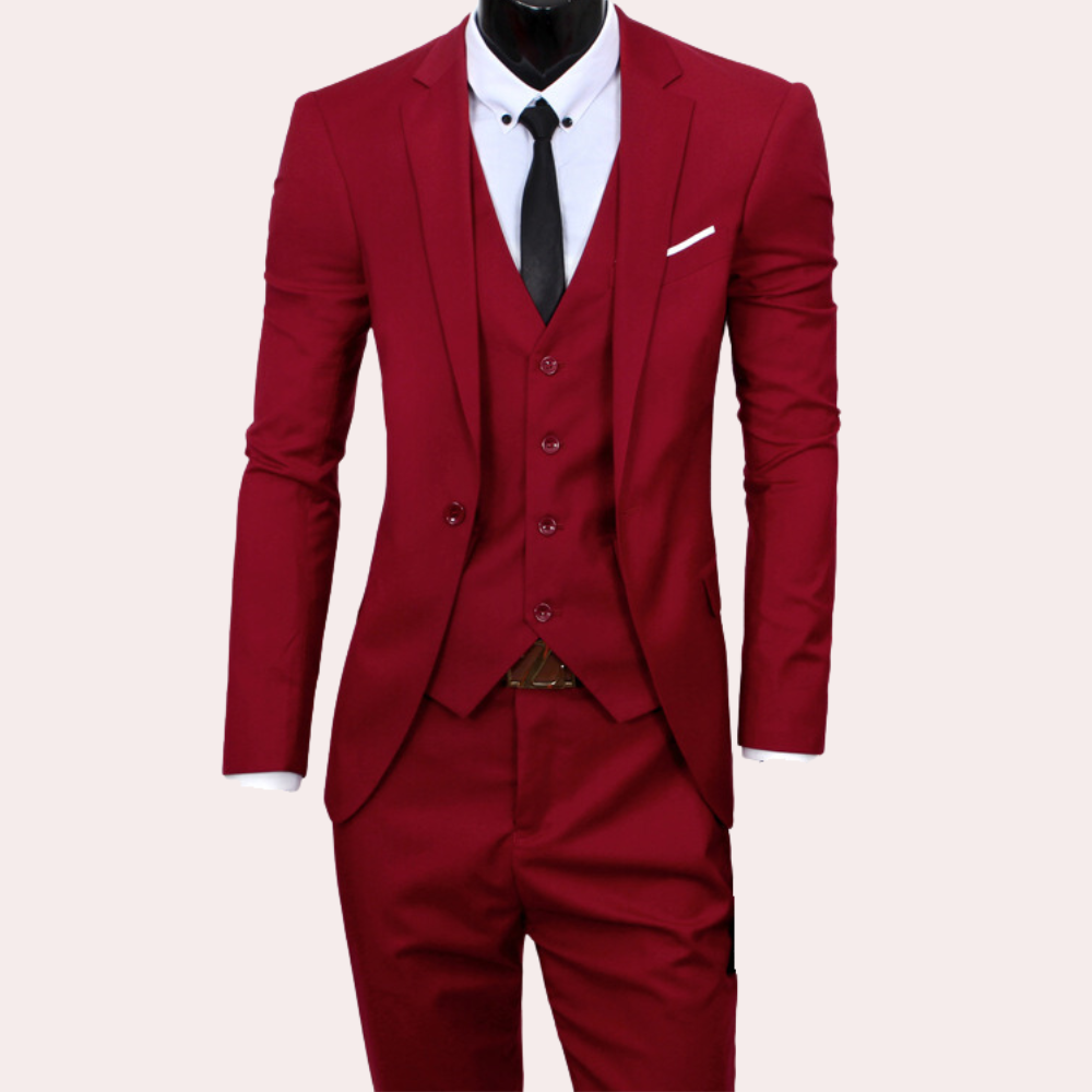 Beaumont - Trzyczęściowy Garnitur Męski Men Summer Set Warschau Fashion Czerwony S