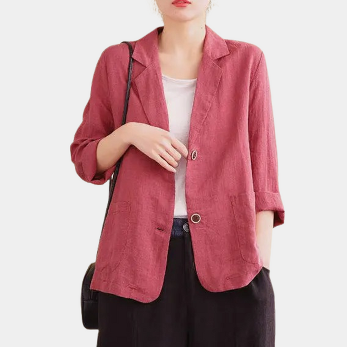 Jona - Lekka letnia marynarka dla kobiet Women Blazer Boyfriend All-year Warschau Fashion Czerwony S