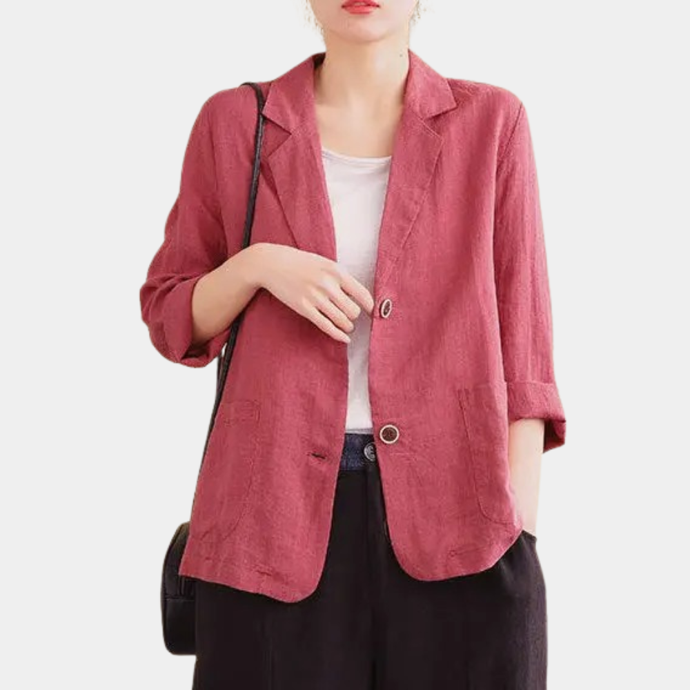 Jona - Lekka letnia marynarka dla kobiet Women Blazer Boyfriend All-year Warschau Fashion Czerwony S