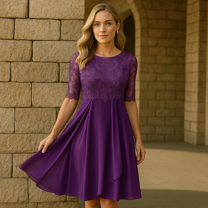Jara - Elegancka i komfortowa Sukienka Magnifique Dresses Warschau Fashion Fioletowy Xs