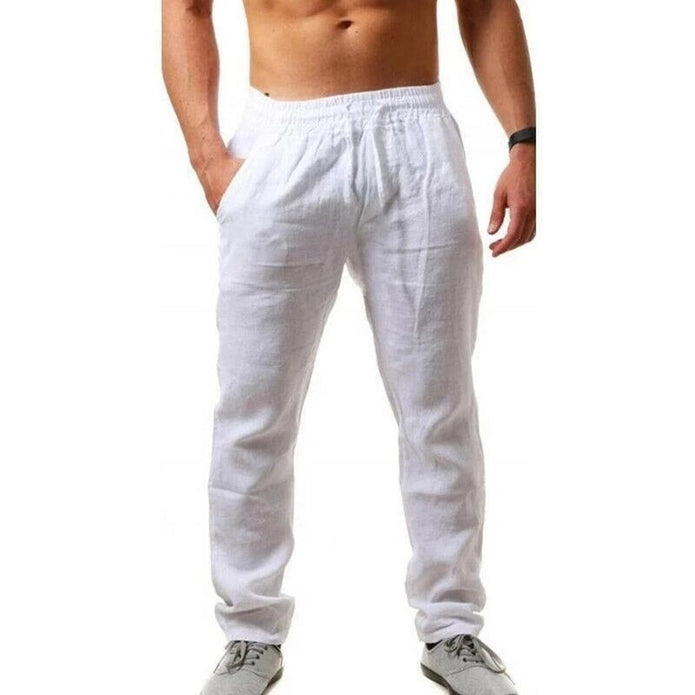 Drake - Letnie Męskie Spodnie Liniowe Men Summer Pants Warschau Fashion Biały S