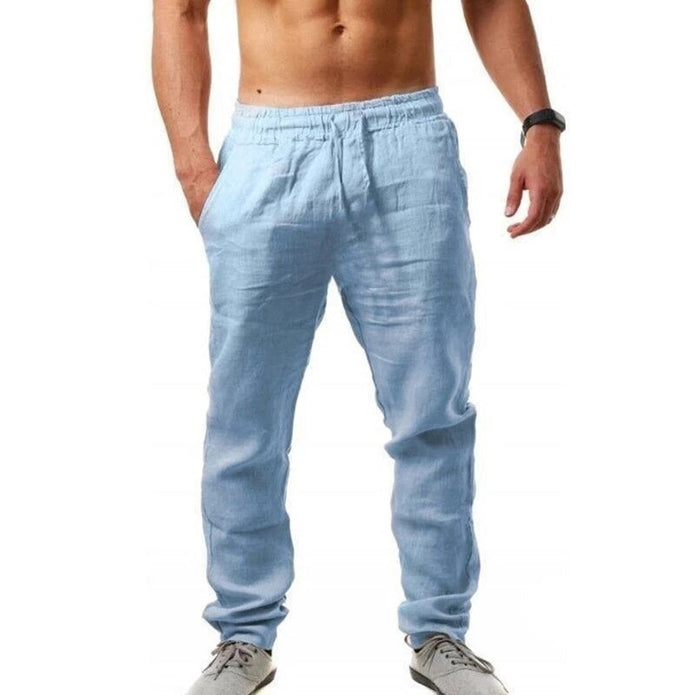 Drake - Letnie Męskie Spodnie Liniowe Men Summer Pants Warschau Fashion Błękitny S