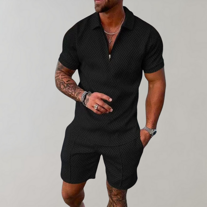 Hugo - Letni Komplet Męski Men Summer Set Warschau Fashion Czarny M