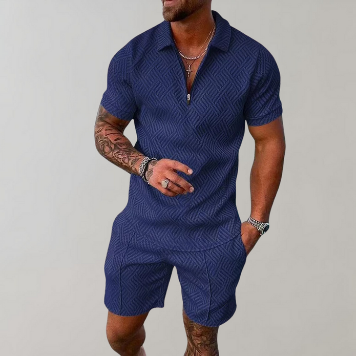 Hugo - Letni Komplet Męski Men Summer Set Warschau Fashion Granatowy S