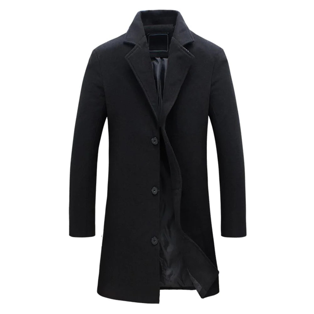 JOSIAH - Długi zimowy płaszcz męski Men Winter Jacket Warschau Fashion Czarny M