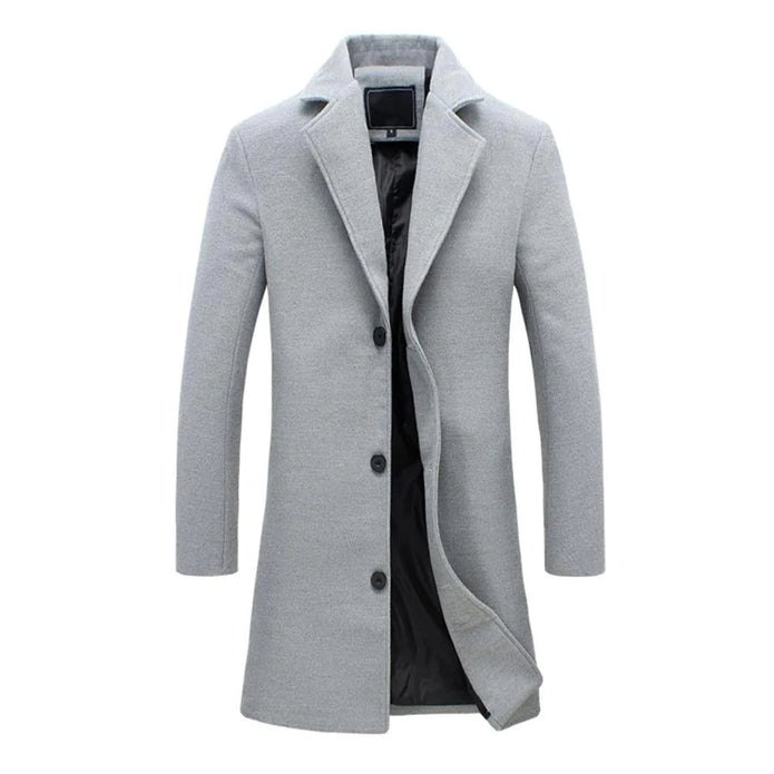 JOSIAH - Długi zimowy płaszcz męski Men Winter Jacket Warschau Fashion Jasnoszary M