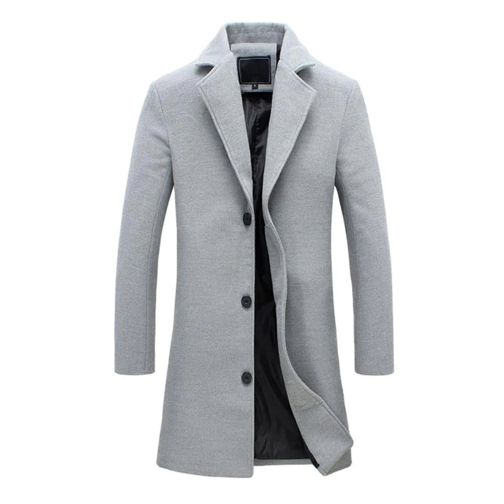 JOSIAH - Długi zimowy płaszcz męski Men Winter Jacket Warschau Fashion Jasnoszary M