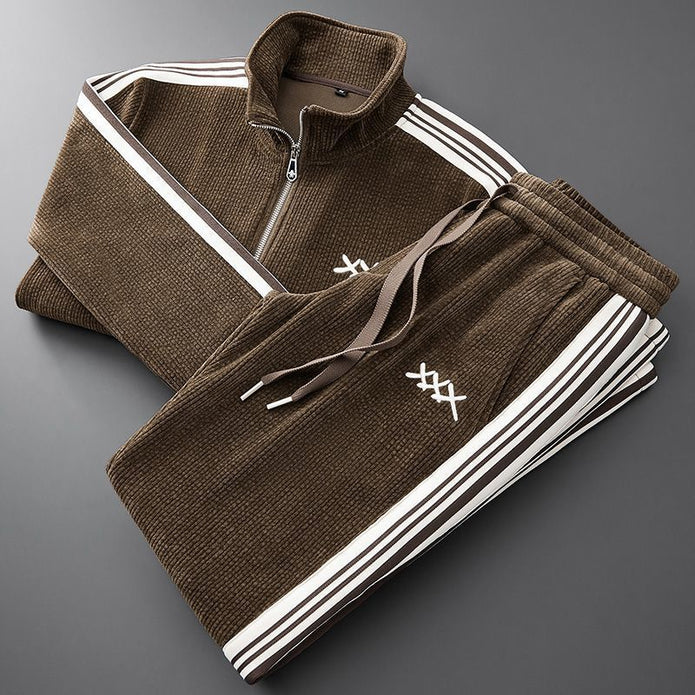 Oddychający i Komfortowy Męski Dres Sportowy Men Sets Warschau Fashion Brązowy S