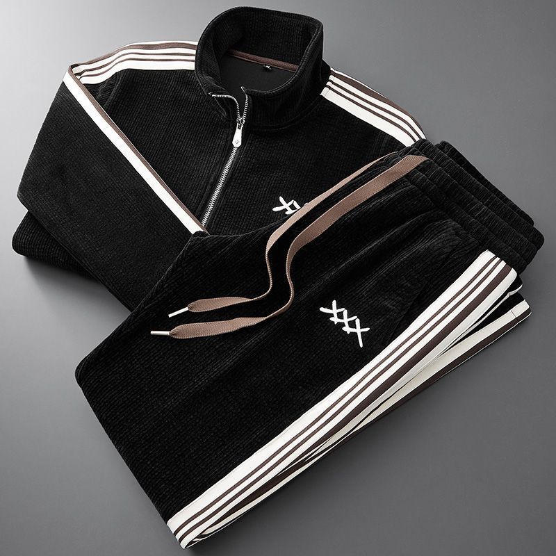 Oddychający i Komfortowy Męski Dres Sportowy Men Sets Warschau Fashion Czarny S