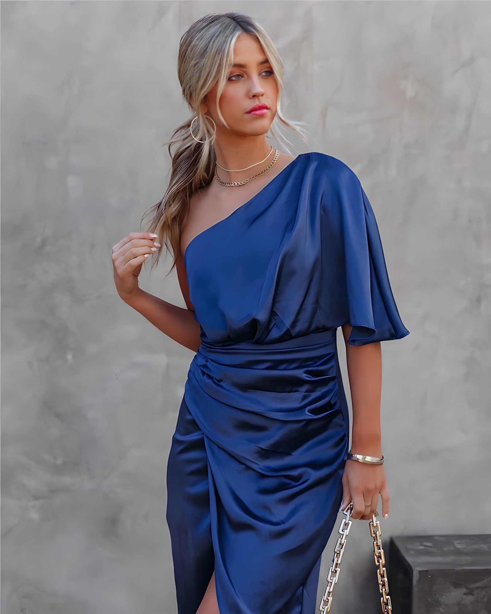 Allegra - Elegancka Jedwabna Sukienka Galanta Warschau Fashion Niebieski S