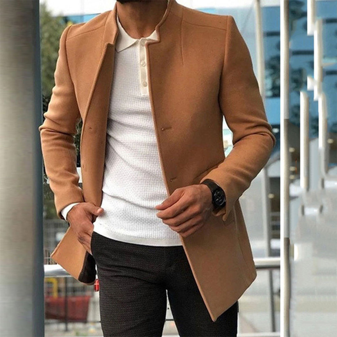 SEBASTIAN - Elegancki płaszcz męski Men Summer Jacket Warschau Fashion Khaki S