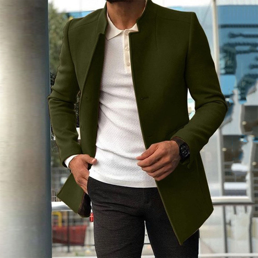 SEBASTIAN - Elegancki płaszcz męski Men Summer Jacket Warschau Fashion Kolor oliwkowy S