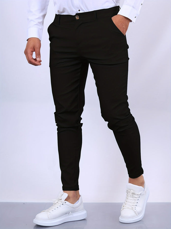 Arne | Męskie Spodnie Eleganciak Slim Fit Chinos Men Warschau Fashion Czysta czerń Xs