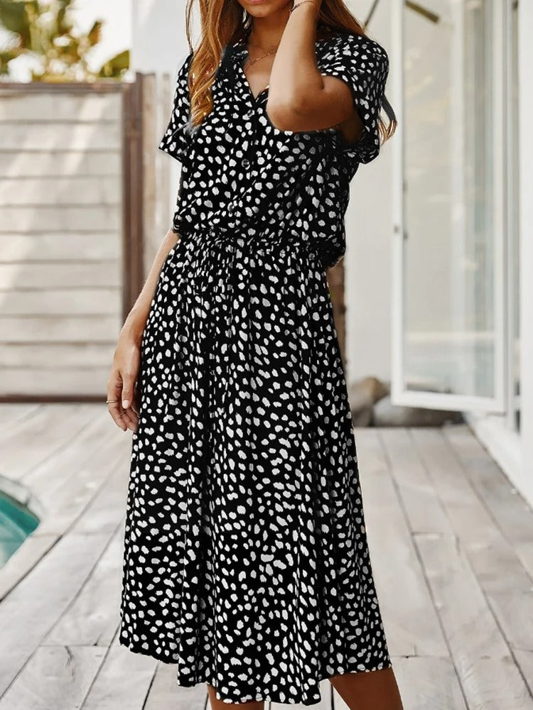 Laureen | Elegancka i Komfortowa Sukienka Summer Dress Women Warschau Fashion Czarny 46 (3xl)