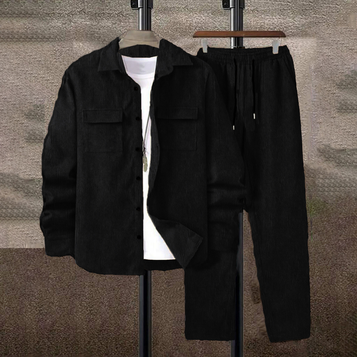 Finley | Elegancki Dwuczęściowy Garnitur Męski ze Zmkiem Błyskawicznym Warschau Fashion Czarny 2xl