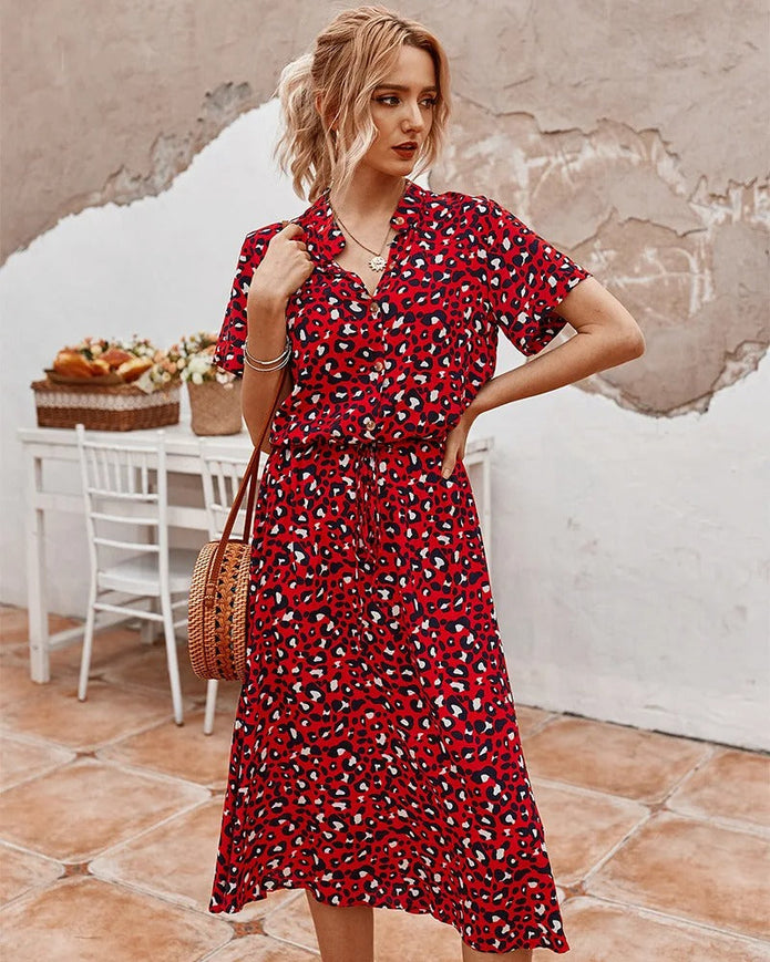Laureen | Elegancka i Komfortowa Sukienka Summer Dress Women Warschau Fashion Czerwony 36 (s)