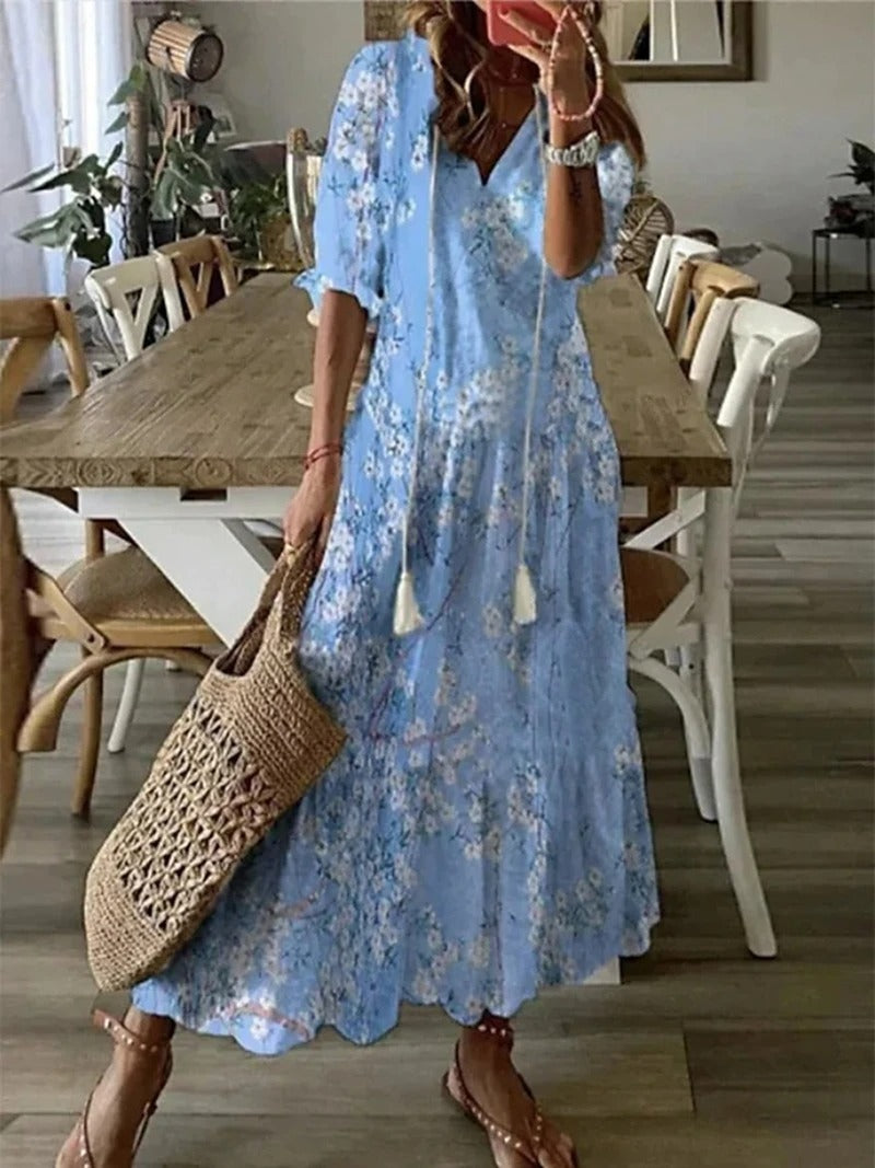 Anna | Sukienka Maxi Bohema Summer Dress Women Warschau Fashion Jasny niebieski M