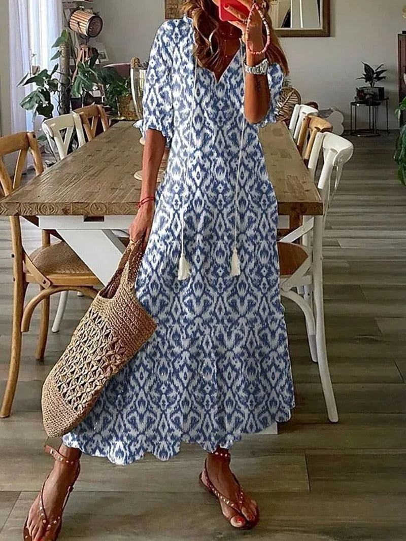 Anna | Sukienka Maxi Bohema Summer Dress Women Warschau Fashion Ciemnoniebieski S