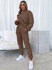Komfortowy Zestaw Biegowy dla Kobiet Comfort Dames Jogging Set Ensemble Warschau Fashion Brązowy S