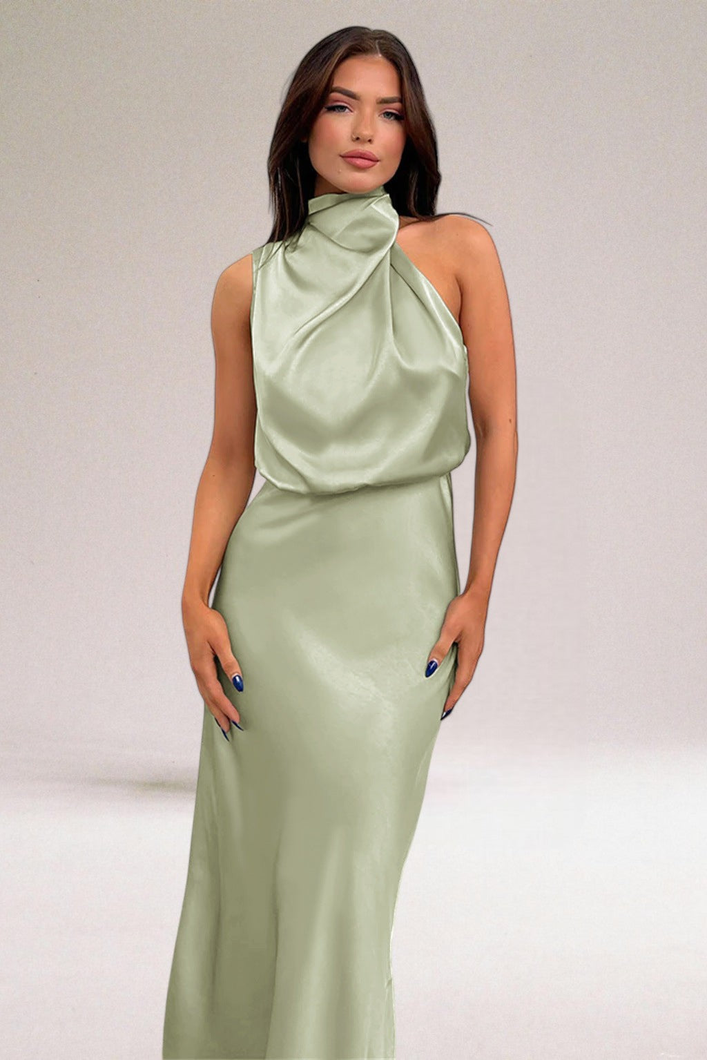 Flavia™ | Satynowa Halter Sukienka Glamour