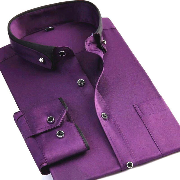 Elegancka męska koszula z długim rękawem - Eamon Shirts Warschau Fashion Purpura S