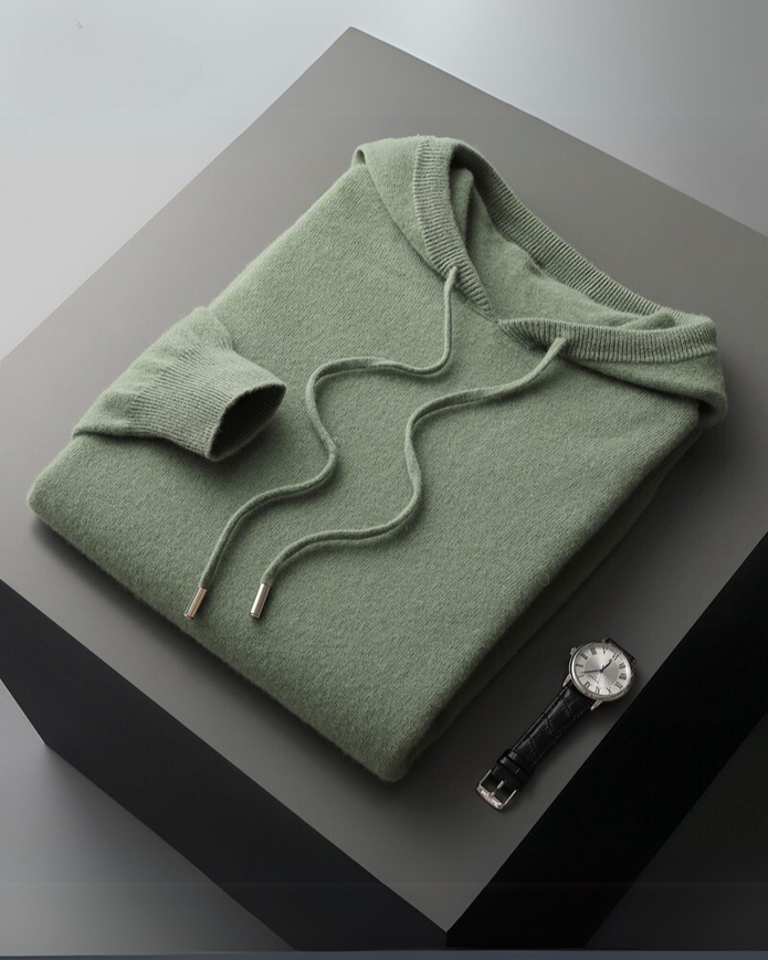100% Kaszmirowa Hoodie z Kapturem