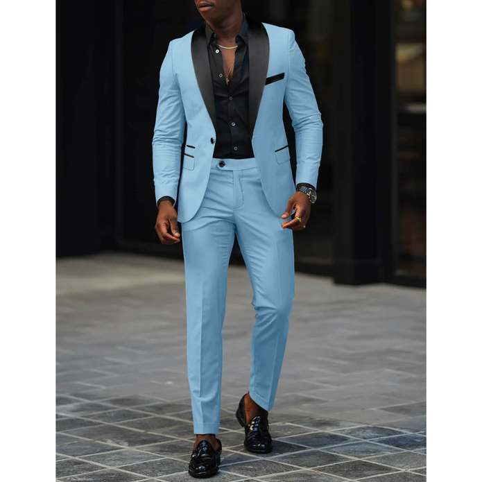 Elegancki Męski Slim Fit 2-częściowy Garnitur dla Gości Weselnych