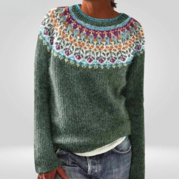 Abriellelim | Ciepły damski pulower z okrągłym dekoltem Women Sweaters Warschau Fashion Zielony S