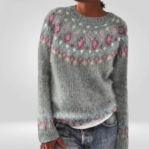 Abriellelim | Ciepły damski pulower z okrągłym dekoltem Women Sweaters Warschau Fashion Szary S