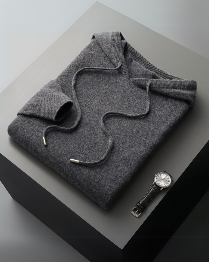 100% Kaszmirowa Hoodie z Kapturem