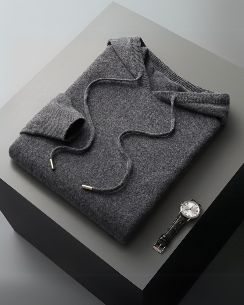 100% Kaszmirowa Hoodie z Kapturem