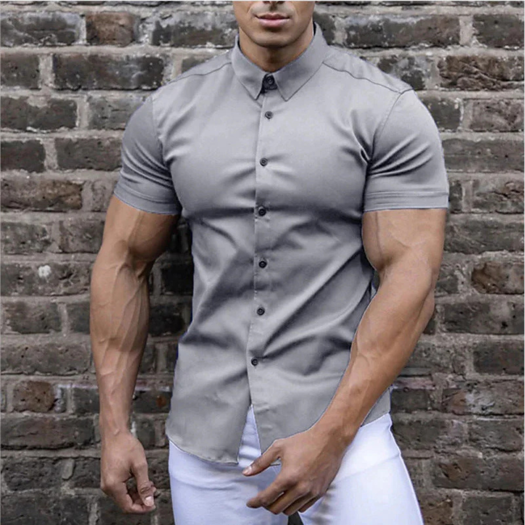 Dholobhai | Męska koszula z krótkim rękawem i guzikami | Slim Fit