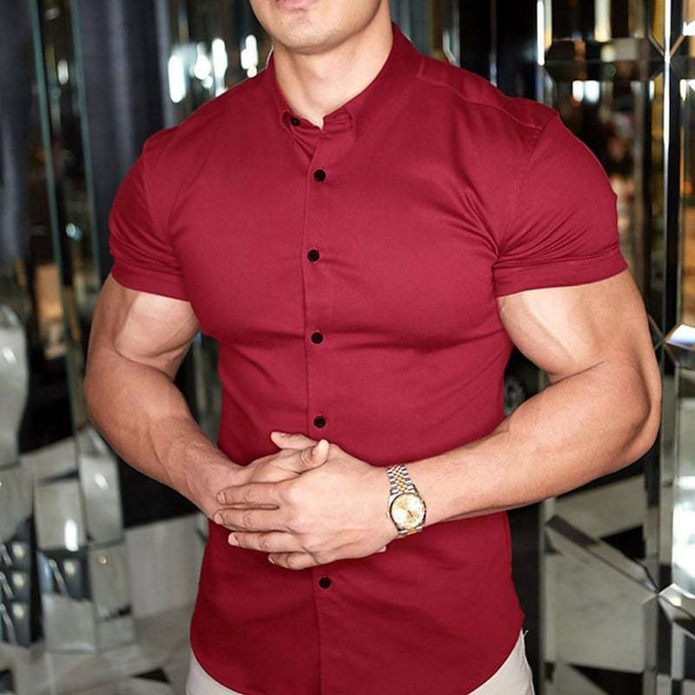 Dholobhai | Męska koszula z krótkim rękawem i guzikami | Slim Fit