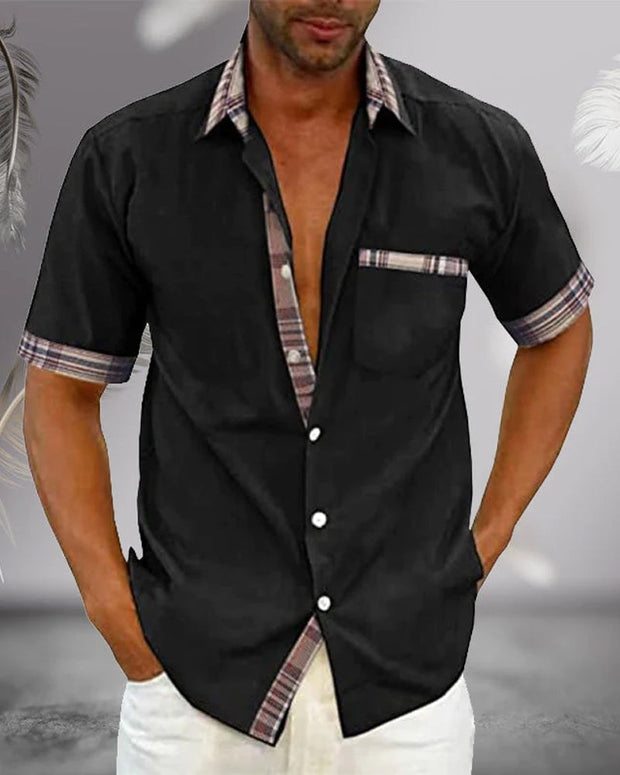 Koszula męska z krótkim rękawem Men Shirt Warschau Fashion Czarny S