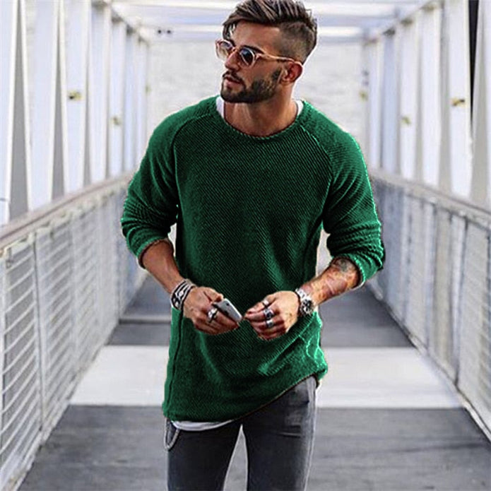 Declan | Elegancki długi sweter męski Men Sweaters Warschau Fashion Zielony S