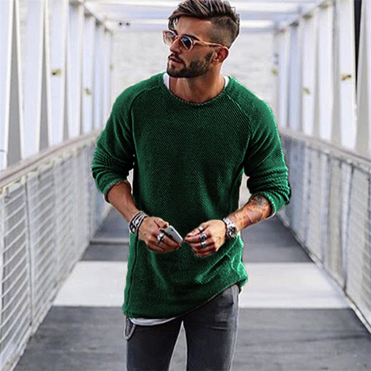 Declan | Elegancki długi sweter męski Men Sweaters Warschau Fashion Zielony S