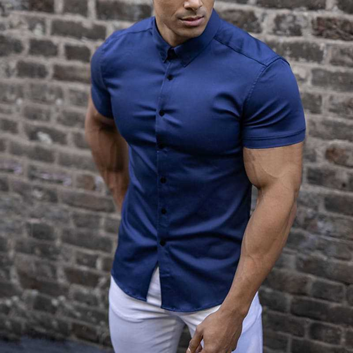 Dholobhai | Męska koszula z krótkim rękawem i guzikami | Slim Fit