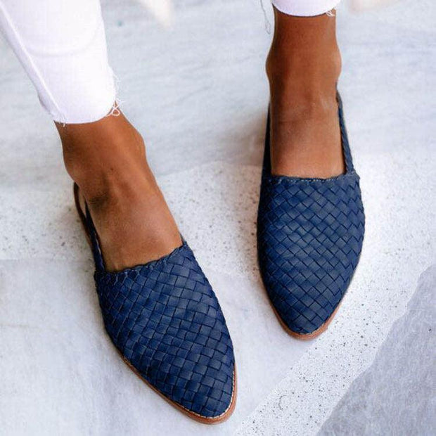 Zamknięte damskie buty płaskie Women Shoes Warschau Fashion Niebieski 35