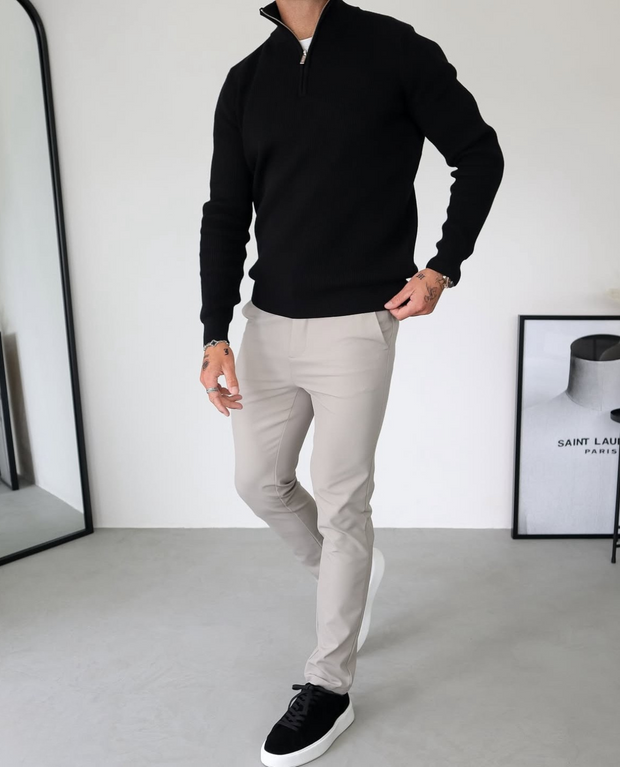 Sweter z Suwakiem Lecco Quarter Sweater Warschau Fashion Czarny S