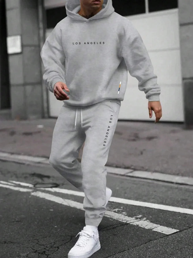 Męski Luźny Dres | Bluza z Kapturem + Spodnie Dresowe joggingspak Warschau Fashion Szary S