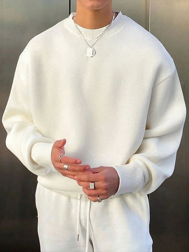 Warschau Fashion – Męski Sweter Robiony na Drutach Sweater Men Warschau Fashion Biały S