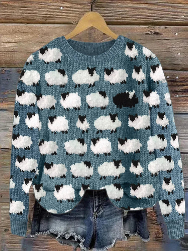 Marta - Sweter z Włókna Sweater Warschau Fashion Niebieski S