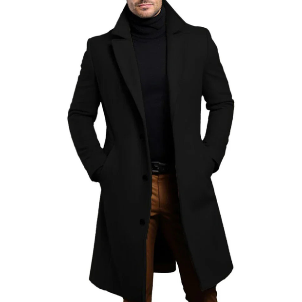 Cuno | Męski Długi Płaszcz Zimowy Men Coat Warschau Fashion Czarny S